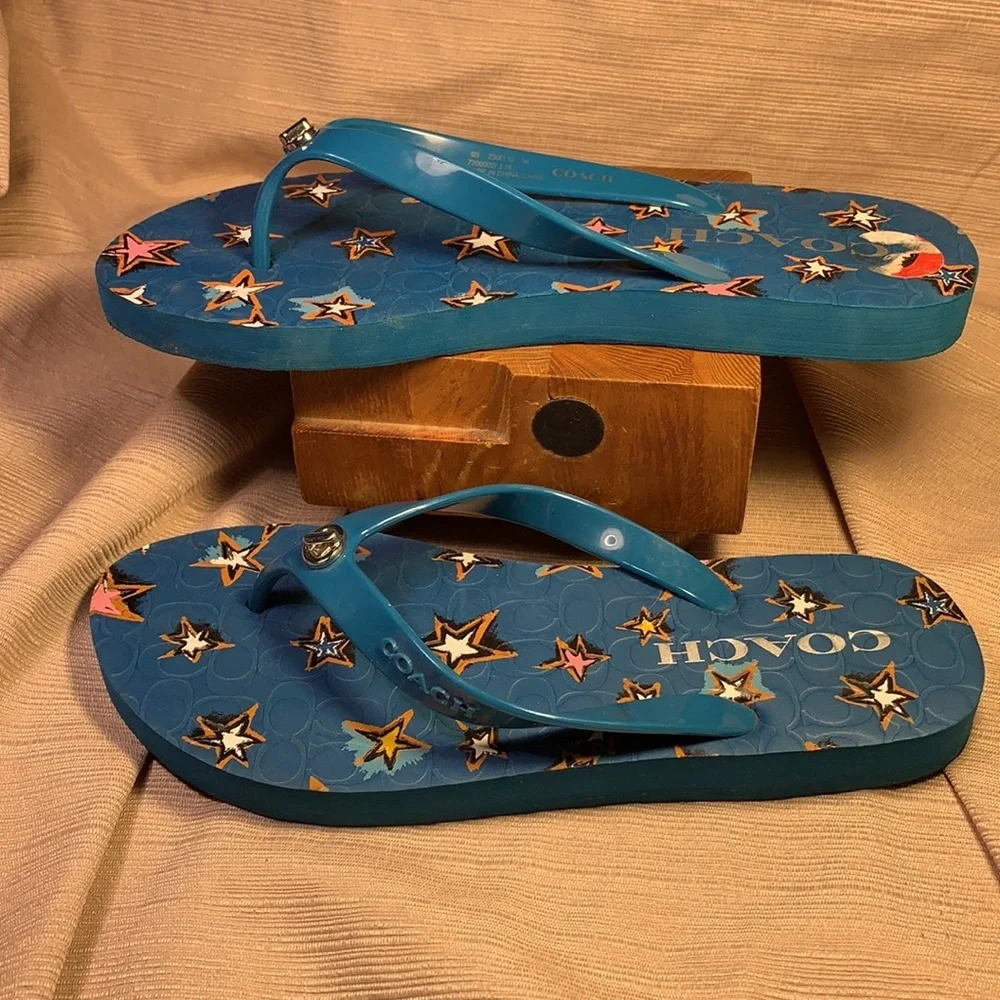 Coach star flip-flops worn once (partial tags)